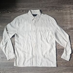 Abercrombie & Fitch Cream Black Striped Long Sleeve Button Down Small